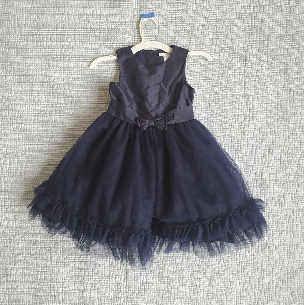 NWT Navy 100% silk Janie & Jack Girls 4 dress, discount due to storage wear/tear